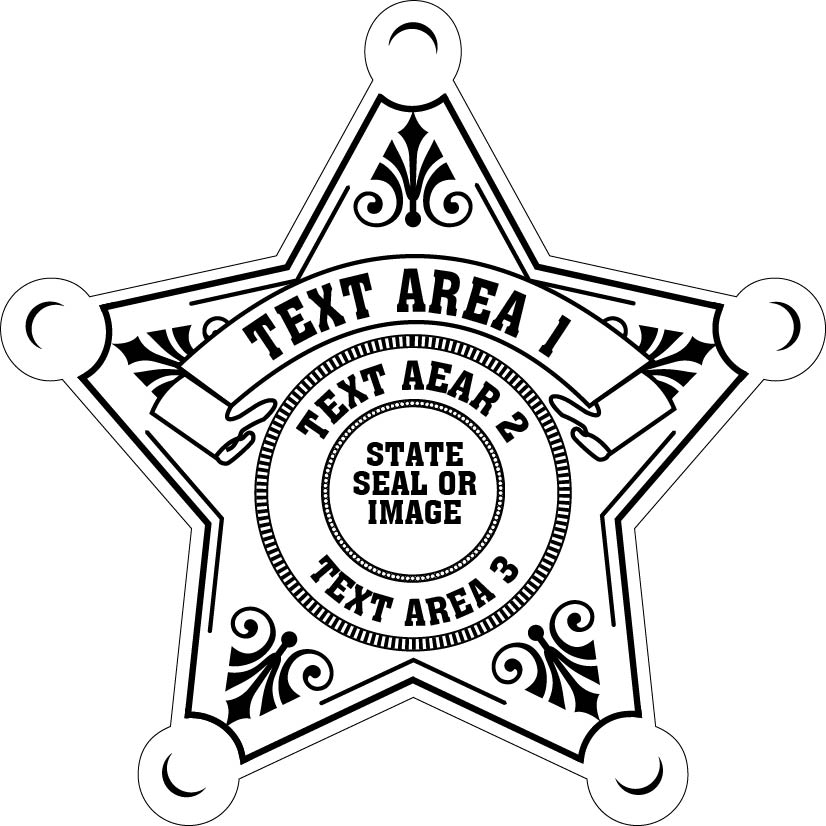 Sheriff Star Stickers - 500+ Custom Junior Deputy Stickers - 5pt Star - Gold/Silver Foil & White Gloss - Free Proofs | StickerShopLaw.com